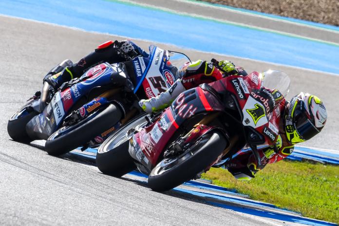 Alvaro Bautista (1) en Toprak Razgatlioglu (54) in 2023 | Foto credit: WorldSBK