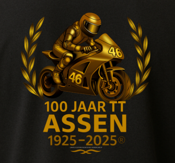100 jaar TT-shirt Assen 2025 / Zwart